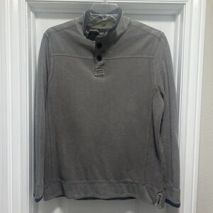 Carbon 2 Cobalt Henley Shirt MEDIUM  Gray Long Sleeve Cotton Blend Textured